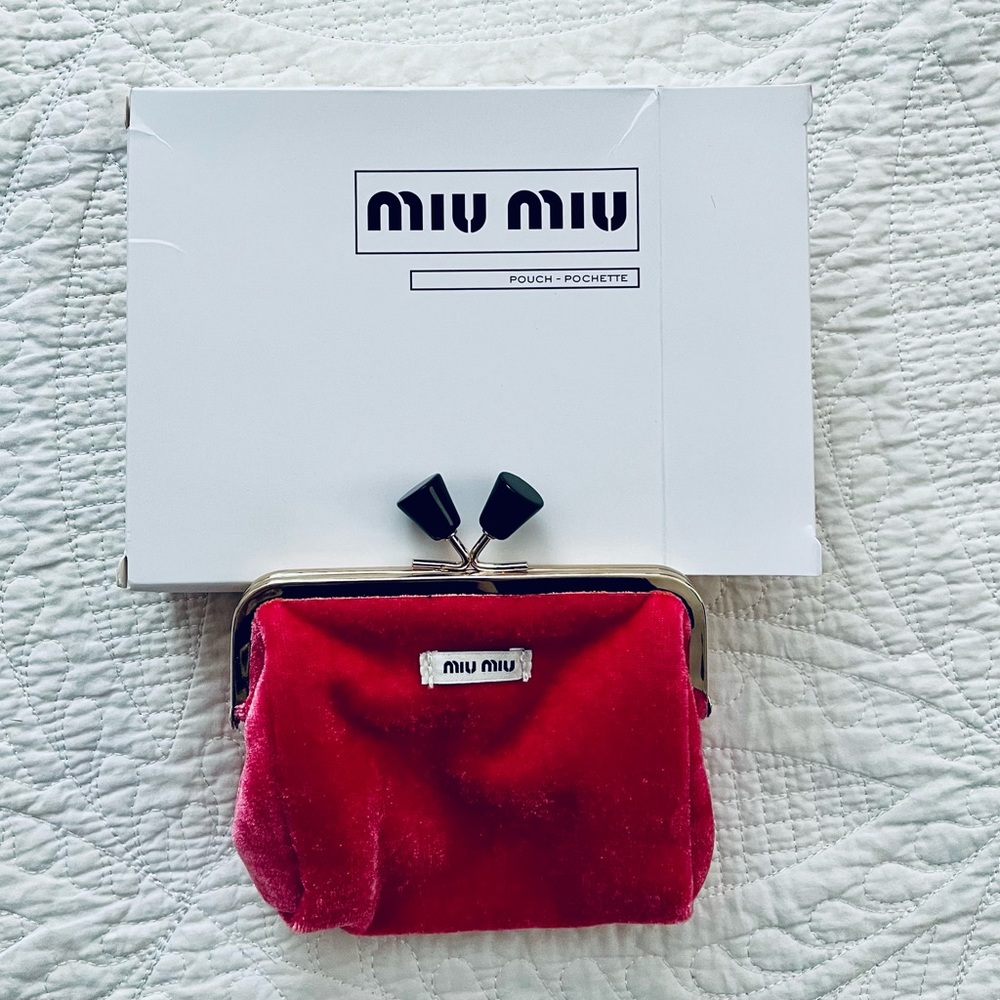 Miu Miu Pink Velvet Coin Mini Pouch